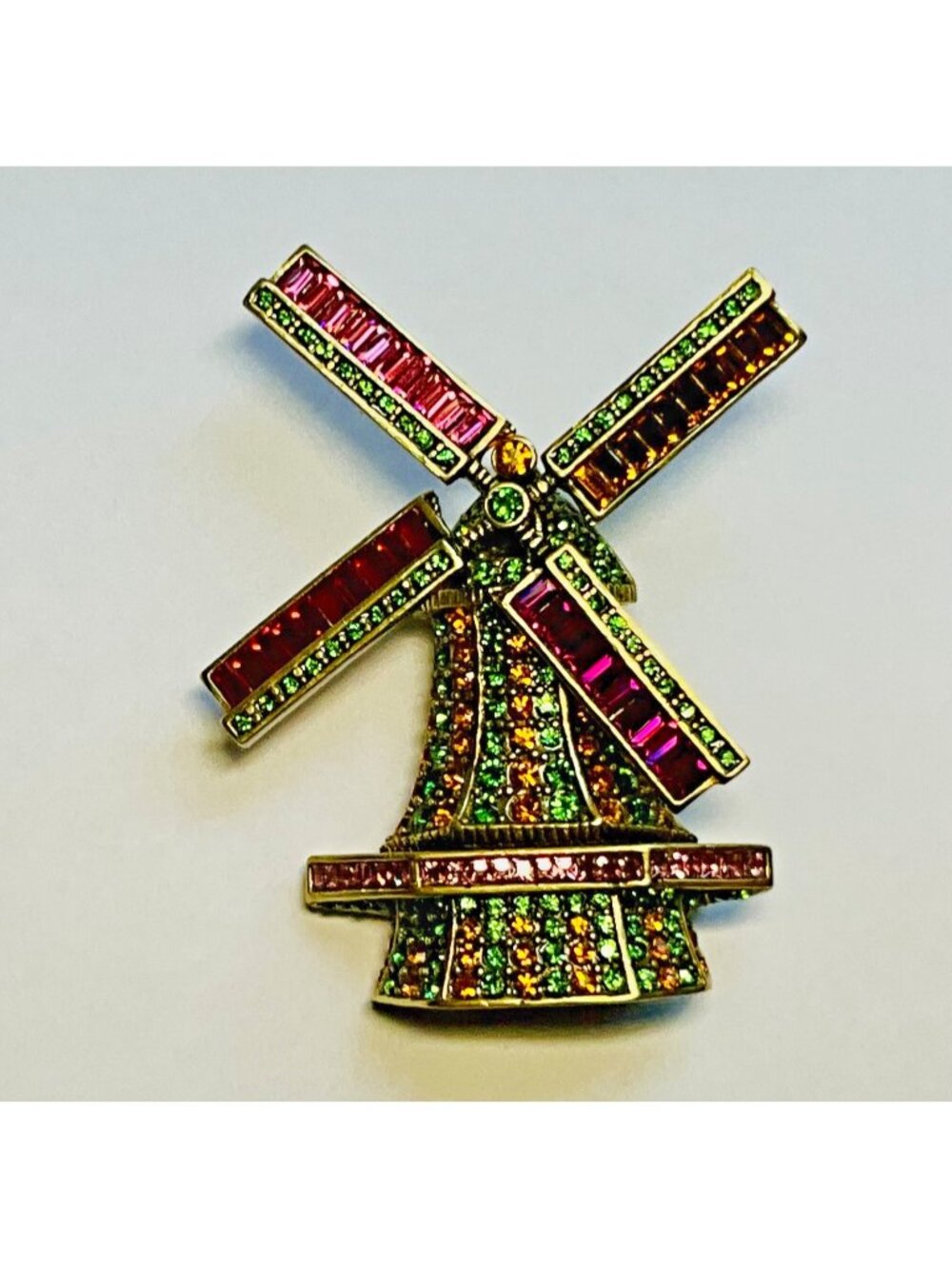HEIDI DAUS "Going Dutch" Crystal Windmill Pin Brooch